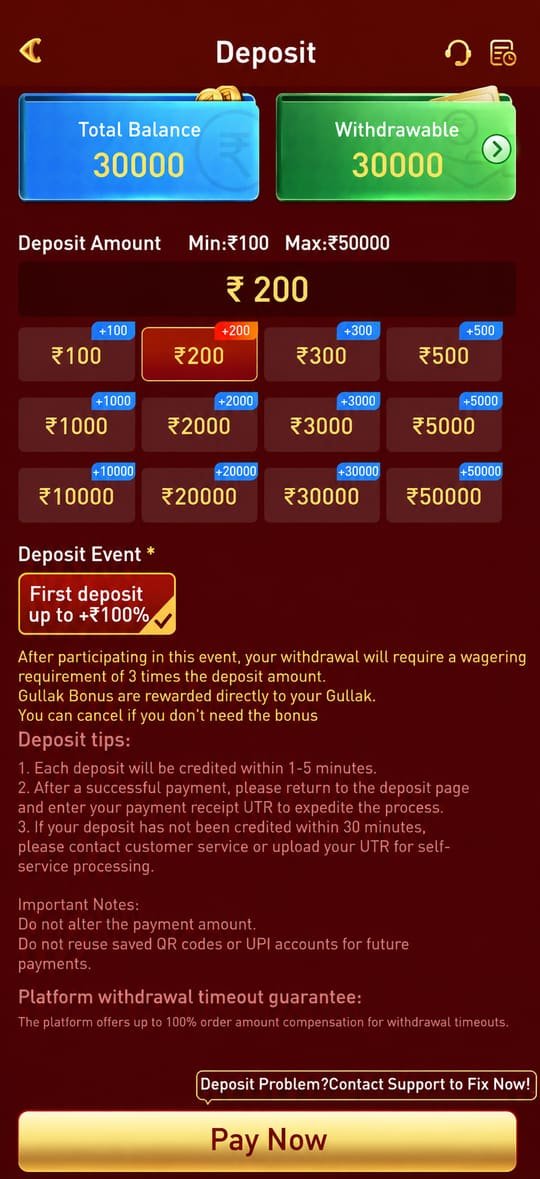 xx7 app deposit screen showing amounts, first deposit bonus and payment tips